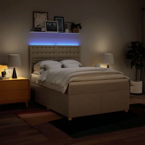 vidaXL vidaXL Łóżko kontynentalne z materacem, kremowe, tkanina, 140x200 cm 5