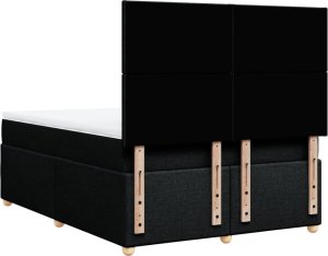 vidaXL vidaXL Łóżko kontynentalne z materacem, czarne, tkanina 160x200 cm 8