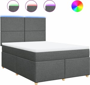 vidaXL vidaXL Łóżko kontynentalne z materacem, ciemnoszara tkanina 160x200 cm 2
