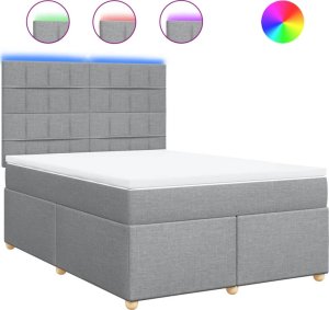 vidaXL vidaXL Łóżko kontynentalne z materacem, jasnoszare, tkanina 160x200 cm 2