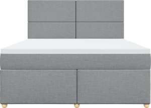 vidaXL vidaXL Łóżko kontynentalne z materacem, jasnoszare, tkanina, 180x200cm 6