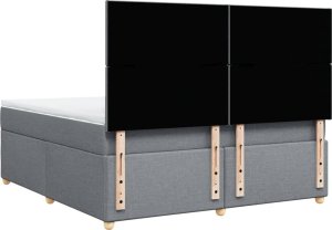 vidaXL vidaXL Łóżko kontynentalne z materacem, jasnoszare, tkanina, 180x200cm 8