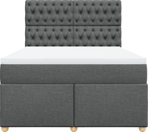 vidaXL vidaXL Łóżko kontynentalne z materacem, ciemnoszara tkanina 160x200 cm 6