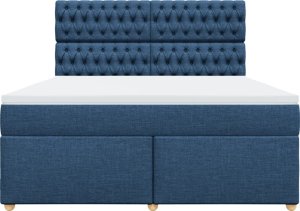 vidaXL vidaXL Łóżko kontynentalne z materacem, niebieskie, tkanina, 180x200cm 6