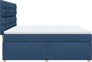 vidaXL vidaXL Łóżko kontynentalne z materacem, niebieskie, tkanina, 180x200cm 7