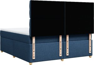 vidaXL vidaXL Łóżko kontynentalne z materacem, niebieskie, tkanina, 180x200cm 8