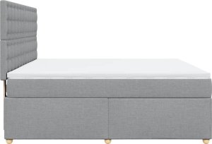 vidaXL vidaXL Łóżko kontynentalne z materacem, jasnoszare, tkanina, 180x200cm 7