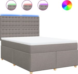 vidaXL vidaXL Łóżko kontynentalne z materacem, taupe, tkanina, 160x200 cm 2