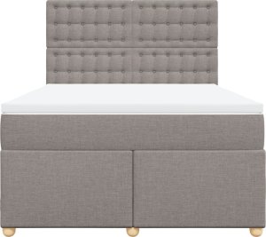 vidaXL vidaXL Łóżko kontynentalne z materacem, taupe, tkanina, 160x200 cm 6