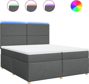 vidaXL vidaXL Łóżko kontynentalne z materacem, ciemnoszara tkanina 200x200 cm 2