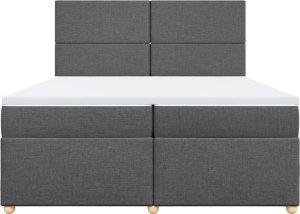 vidaXL vidaXL Łóżko kontynentalne z materacem, ciemnoszara tkanina 200x200 cm 6