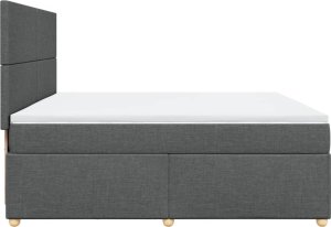 vidaXL vidaXL Łóżko kontynentalne z materacem, ciemnoszara tkanina 200x200 cm 7