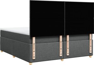 vidaXL vidaXL Łóżko kontynentalne z materacem, ciemnoszara tkanina 200x200 cm 8