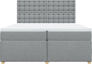 vidaXL vidaXL Łóżko kontynentalne z materacem, jasnoszare, tkanina 200x200 cm 6