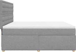 vidaXL vidaXL Łóżko kontynentalne z materacem, jasnoszare, tkanina 200x200 cm 7