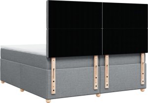 vidaXL vidaXL Łóżko kontynentalne z materacem, jasnoszare, tkanina 200x200 cm 8