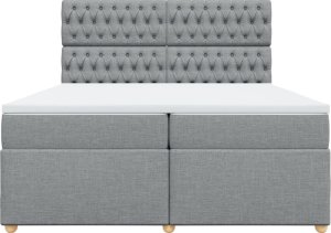 vidaXL vidaXL Łóżko kontynentalne z materacem, jasnoszare, tkanina 200x200 cm 6