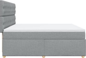 vidaXL vidaXL Łóżko kontynentalne z materacem, jasnoszare, tkanina 200x200 cm 7