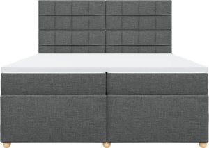 vidaXL vidaXL Łóżko kontynentalne z materacem, ciemnoszara tkanina 200x200 cm 6