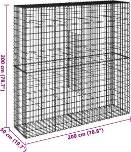 vidaXL vidaXL Kosz gabionowy z pokrywą, 200x50x200 cm, galwanizowane żelazo 7