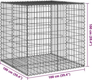 vidaXL vidaXL Kosz gabionowy z pokrywą, 100x100x100 cm, galwanizowane żelazo 7