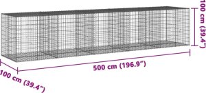 vidaXL Kosz gabionowy z pokrywą, 500x100x100 cm, galwanizowane żelazo 7