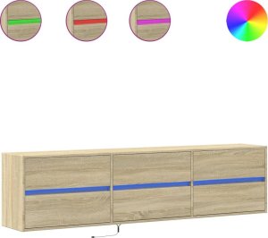 vidaXL vidaXL Ścienna szafka pod TV, z LED, dąb sonoma, 180x31x45 cm 2