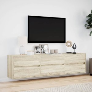 vidaXL vidaXL Ścienna szafka pod TV, z LED, dąb sonoma, 180x31x45 cm 4