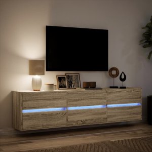 vidaXL vidaXL Ścienna szafka pod TV, z LED, dąb sonoma, 180x31x45 cm 5