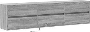 vidaXL vidaXL Ścienna szafka pod TV, z LED, szary dąb sonoma, 180x31x45 cm 3