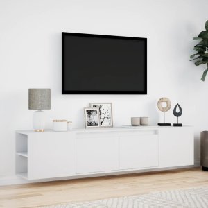 vidaXL vidaXL Ścienna szafka pod TV, z LED, biała, 180x31x39,5 cm 4