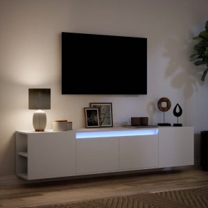 vidaXL vidaXL Ścienna szafka pod TV, z LED, biała, 180x31x39,5 cm 5