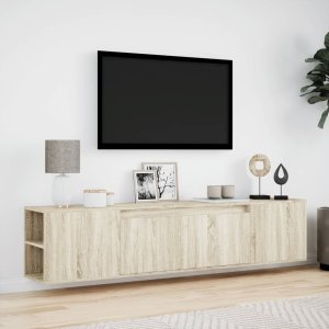 vidaXL vidaXL Ścienna szafka pod TV, z LED, dąb sonoma, 180x31x39,5 cm 4