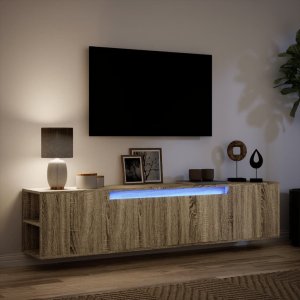vidaXL vidaXL Ścienna szafka pod TV, z LED, dąb sonoma, 180x31x39,5 cm 5