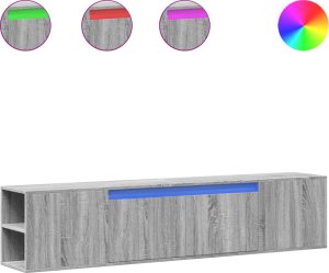 vidaXL vidaXL Ścienna szafka pod TV, z LED, szary dąb sonoma, 180x31x39,5 cm 2