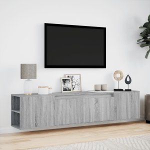 vidaXL vidaXL Ścienna szafka pod TV, z LED, szary dąb sonoma, 180x31x39,5 cm 4