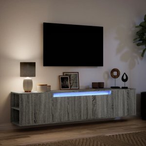 vidaXL vidaXL Ścienna szafka pod TV, z LED, szary dąb sonoma, 180x31x39,5 cm 5