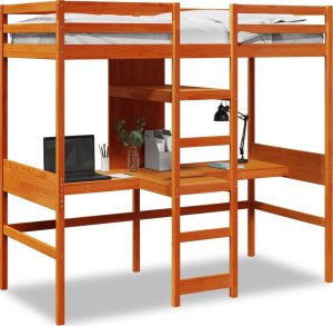 vidaXL vidaXL Łóżko na antresoli, bez materaca, brąz, 80x200 cm, sosnowe 2