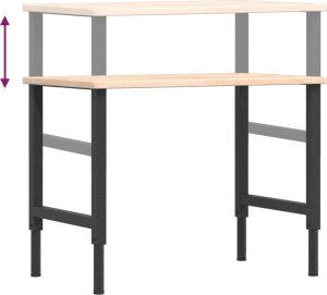 vidaXL vidaXL Stolik roboczy, 100x60x(71,5-98) cm, prostokątny, drewno dębowe 9