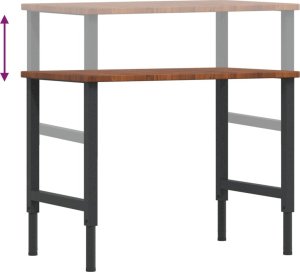 vidaXL vidaXL Stolik roboczy, ciemny brąz, 100x60x(71,5-98) cm, drewno dębowe 9