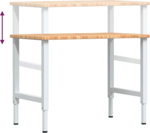 vidaXL vidaXL Stolik roboczy, jasny brąz, 100x60x(71,5-98) cm, drewno dębowe 9