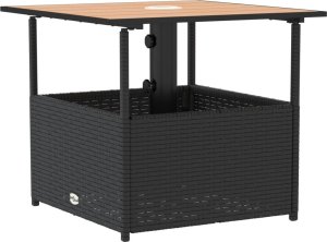 vidaXL vidaXL Stolik ogrodowy z otworem na parasol, czarny, 55x55x46,5 cm 2