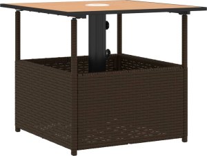 vidaXL vidaXL Stolik ogrodowy z otworem na parasol, brązowy, 55x55x46,5 cm 2