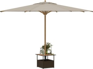 vidaXL vidaXL Stolik ogrodowy z otworem na parasol, brązowy, 55x55x46,5 cm 4