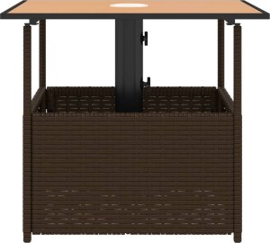 vidaXL vidaXL Stolik ogrodowy z otworem na parasol, brązowy, 55x55x46,5 cm 5