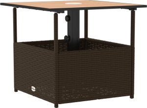 vidaXL vidaXL Stolik ogrodowy z otworem na parasol, brązowy, 55x55x46,5 cm 7