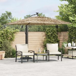 vidaXL vidaXL Parasol ogrodowy z LED, stalowy słupek, brązowy, 246x246x230 cm 1