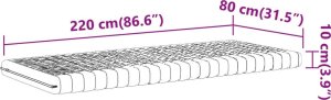 vidaXL vidaXL Materac piankowy, biały, 80x220 cm, 7-strefowy, twardość 20 ILD 9