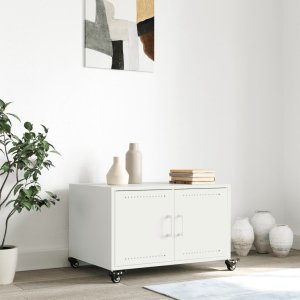 vidaXL vidaXL Stolik kawowy, biały, 68x50x43,5 cm, stal walcowana na zimno 3