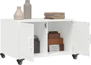 vidaXL vidaXL Stolik kawowy, biały, 68x50x43,5 cm, stal walcowana na zimno 4